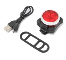 Фонарь LED задний круглый велосипедный (красный, 4 режима)