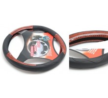 Чехол руля кожа H-8512-M (black/wood) (A)