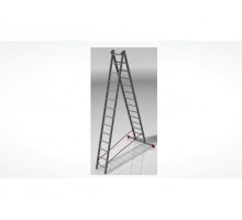 Лестница алюм. 2-х секц. 358/666/380см 2х14 ступ., 16кг  NV322 Новая Высота (макс. нагрузка 150кг)