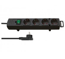 Удлинитель 2м (4 роз., 3.3кВт, с/з, выкл., ПВС) черный Brennenstuhl Comfort-Line Plus (провод 3х1,5мм2, сила тока 16А, с/з - с заземляющим контактом)