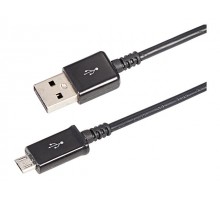 USB кабель microUSB 1 м длинный штекер черный REXANT
