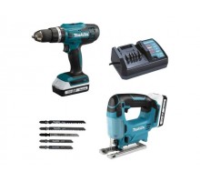 Аккум. дрель-шуруповерт MAKITA LXT HP488D + аккум. лобзик JV183D (в комплекте 2 акум. 1,5А/ч + зарядное+сумка)