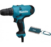 Дрель-шуруповерт MAKITA DF 0300X3 в кор. + набор бит (10 шт.) (320.0 В, 2 скор., 56 Нм,)