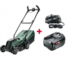 Газонокосилка аккумуляторная BOSCH CityMower 18 (18.0 В, 1 акк., 4.0 А/ч, Li-Ion, шир. 340 мм, выс. 30-60 мм, металлич. корпус, травосборник 6)