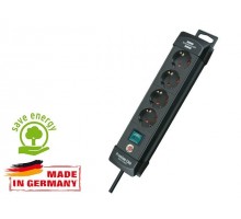 Удлинитель 1.8м (4 роз., 3.3кВт, с/з, выкл., ПВС) черный Brennenstuhl Premium-Line (провод 3х1,5мм2, сила тока 16А, с/з - с заземляющим контактом)