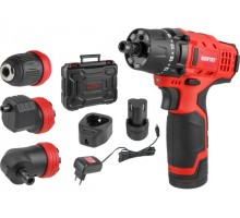 Аккум. дрель-шуруповерт WORTEX BD 1215 LiSET в чем. + 2 насадки, 12 В, 30 Н*м, 2х1.5 А*ч, БЗП 10 мм (Быстросъемный патрон, шурупы до 6 мм)