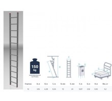 Лестница алюм. односекц. 316см 12 ступ., 5,2кг PRO STARTUL (ST9945-12)