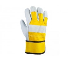 Перчатки спилковые комбинированные, XL, серый/желтый, Jeta Safety (кожа класса АВ)