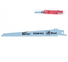 Пилка сабельная по дереву S152W (1 шт.) WORTEX высокоуглеродистая сталь HCS, 150 мм длина (пропил прямой, грубый, для базовых работ)