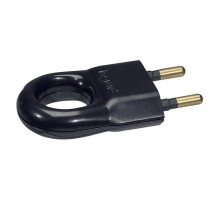 Вилка с кольцом 6А 2Р, пластик, черный (LEGRAND)