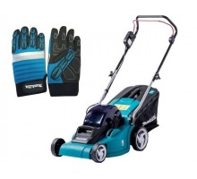 Газонокосилка аккумуляторная MAKITA LXT DLM 380 PM2 + АКЦИЯ (перчатки) (18.0 В, 2 акк., 4.0 А/ч, Li-Ion, шир. 380 мм, выс. 25-75 мм, пластм. корпус, т