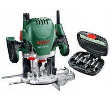 Фрезер вертикальный BOSCH POF 1400 AСE в чем. + набор фрез (1400 Вт, цанга 6/8 мм, 28000 об/мин, регул. об.)