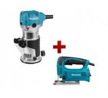Фрезер кромочный MAKITA RT 0700 CX2 + аксессуары + АКЦИЯ лобзик 4329 в  ПОДАРОК  (арт. 4329) (710 Вт, цанга 8 мм, 30000 об/мин, регул. об.+ АКЦИЯ лобз