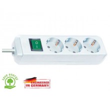 Удлинитель 1.5м (3 роз., 3.3кВт, с/з, выкл., ПВС) белый Brennenstuhl Eco-Line (провод 3х1,5мм2, сила тока 16А, с/з - с заземляющим контактом)