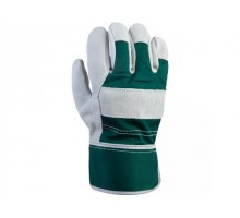 Перчатки спилковые комбинированные, 10/XL, серый/зелёный, Jeta Safety (кожа класса А)
