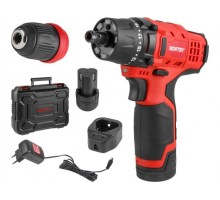 Аккум. дрель-шуруповерт WORTEX BD 1215 LiSET в чем. 12 В, 30 Н*м, 2х1.5 А*ч, БЗП 10 мм (Быстросъемный патрон, шурупы до 6 мм)