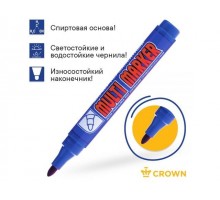 Маркер промышл. перманентный фетровый синий CROWN MULTI MARKER (толщ. линии 3.0 мм. Цвет синий) (CROWN маркеры)