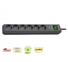 Удлинитель / фильтр сетев. 1.5м (6 роз., 3.3кВт, с/з, выкл., ПВС) Brennenstuhl Eco-Line (провод 3х1,5мм2, сила тока 16А, до 13 500 А)