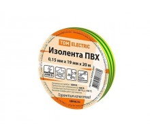 Изолента ПВХ 0,15х19мм Желто-Зеленая 20м TDM