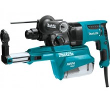 Перфоратор MAKITA HR 2651 в чем. + система пылеудаления (800 Вт, 2.4 Дж, 3 реж., патрон SDS-plus, быстросъемн., БЗП в комплекте, вес 4.4 кг)