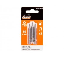 Насадка TORX T15 50мм  3шт GEPARD (GP3518-50) (бита звездочка шестилучевая звезда сталь S2  магнитная)