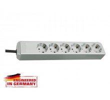 Удлинитель 1.5м (6 роз., 3.3кВт, с/з, ПВС) светло-серый Brennenstuhl Eco-Line (провод 3х1,5мм2, сила тока 16А, с/з - с заземляющим контактом)