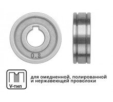 Ролик подающий ф 30/10 мм, шир. 10 мм, проволока ф 0,8-1,0 мм (V-тип) (для твердой проволоки: омедненная, полированная, нержавеющая) (SOLARIS)