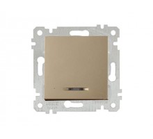 Выключатель 1-клав. (с подсветкой, скрытый, без рамки, винт. зажим) золото, RITA, MUTLUSAN (10 A, 250 V, IP 20)