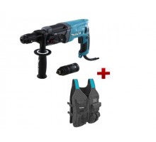 Перфоратор MAKITA HR 2470 FT в чем. + АКЦИЯ Жилет монтажника в подарок (780 Вт, 2.7 Дж, 3 реж., патрон SDS-plus, быстросъемн., БЗП в комплекте, вес 2.