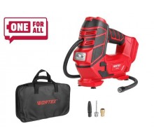 Аккум. компрессор WORTEX CTI 1811 в кор. ALL1 XLT SOLO 18 В, 11 бар, 12 л/мин (160 PSI / 1100 кПа, цифровой манометр, 600 мм шланг, подсветка)