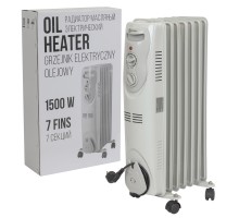 Радиатор масляный электрический (220-240V,50/60Гц,1500Вт,7 секций 15х58см,3 режима нагрева,защ. от перегрева,33х24х62.5см)