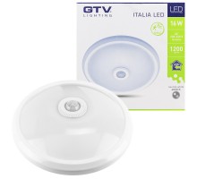 Светильник светодиодный ITALIA с датчиком движения, 16W, 1200lm, 4000K, IP20, AC220-240V, 50/60Hz, 360град, белый корпус