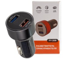 Автомобильное зарядное устройство FY-208 с вольтметром (12V-24V, USB:5V-Max 2.4A, QC3.0: 5V/3A,9V/2A,12V/1.5A)