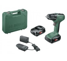 Аккум. дрель-шуруповерт BOSCH UniversalDrill 18 в чем. (18.0 В, 2 акк., 1.5 А/ч Li-Ion, 2 скор., 30 Нм, сверление в металле до 10 мм шурупы до 8 мм)