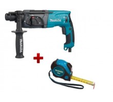 Перфоратор MAKITA HR 2470 в чем. + АКЦИЯ Рулетка 5.м. (780 Вт, 2.7 Дж, 3 реж., патрон SDS-plus, вес 2.4 кг + АКЦИЯ Рулетка в подарок)